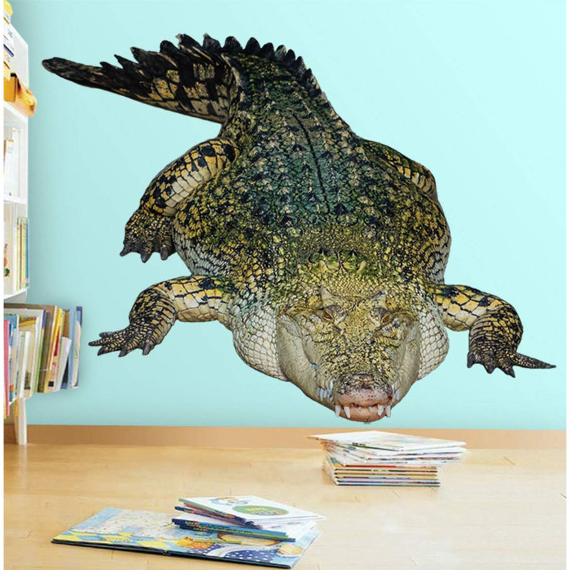 Décalcomanie murale en vinyle animal réaliste crocodile, H 22 po l 16 po