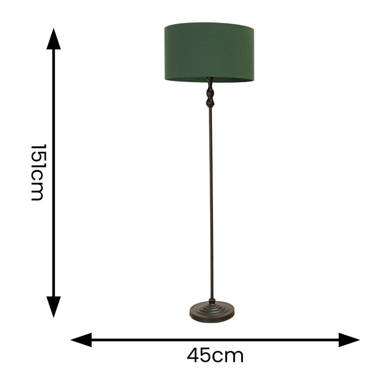 Reselva 151cm Traditional Floor Lamp, Forest Green, Black