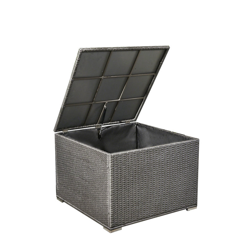 Coffre de rangement extérieur gris avec fer, 33,46 po Profondeur x largeur 24,84 po, pour boîte de patio - et po, élément
