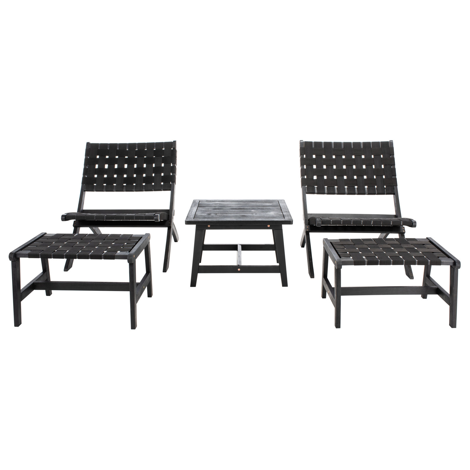 2-Person Acacia Patio Seating Group, Black