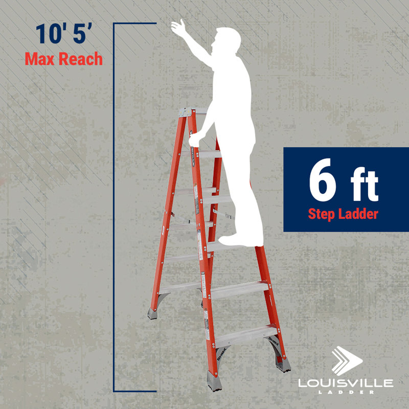 WFX Utility, 6 Ft, Fibreglass Twin Step Ladder, Type Ia, 300 Lb Load Capacity, 9DB85A1C0FEB4C6B8750FF1300B9D233