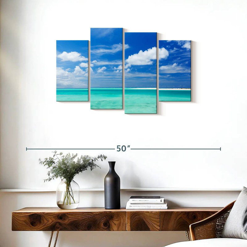 Paysage marin bleu, H 22 po x l 36 po