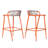 Outdoor 29" Seat Height Aluminum Frame Barstools With Rope-Woven Scallop-Shaped Backrest, Set Of 2, Orange