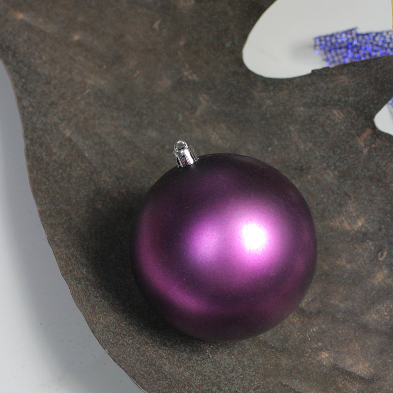 Boules de Noël Bubblegum incassables à 4 finitions, H 4 po x l 4 po x P 4 po, Mauve mat