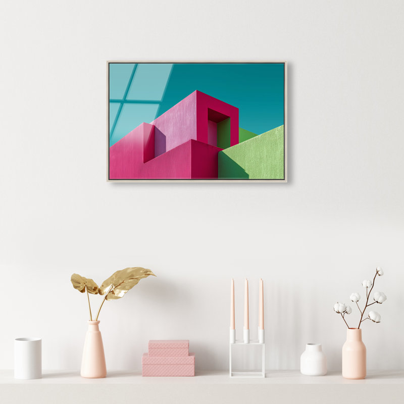 Aquamarine Angle II Print, 17"H x 25"W, Silver Floater Frame