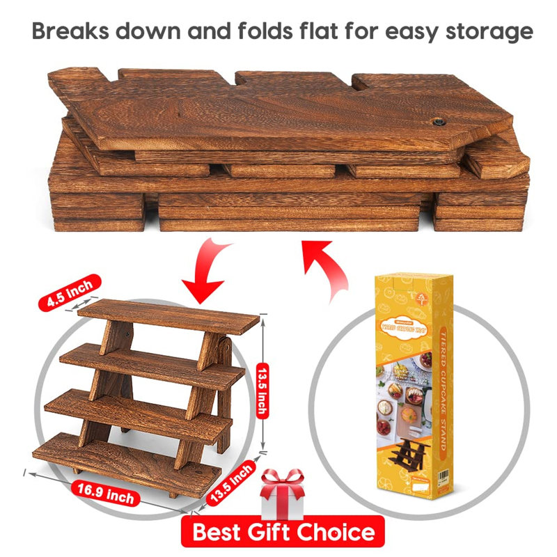 Présentoirs en bois, présentoirs à cupcakes en bois, supports rustiques en bois