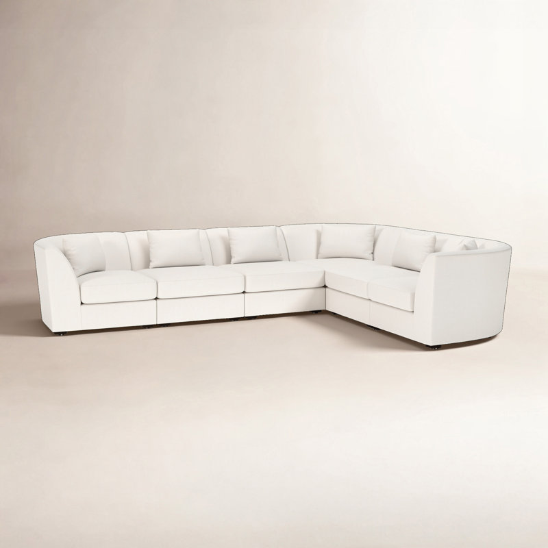 Krista 6-PC Curved Modular Sectional, Macarena Beige Basketweave