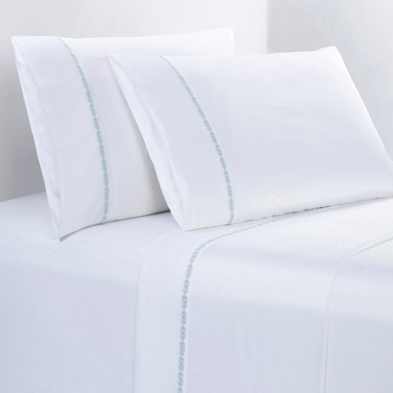 Laurel Sheet 350 Thread Count Embroidered Border Classic Chic Sheet Set
