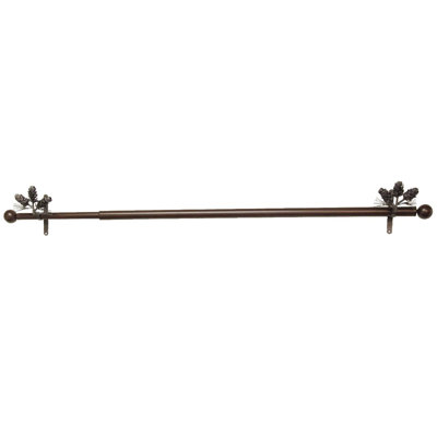 Metal Distressed Brown Pinecone 44" - 82" Curtain Rod with Matching Brackets