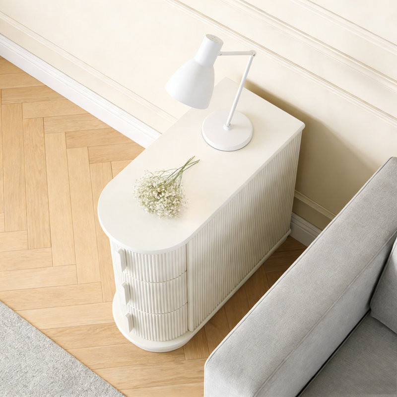 Table de chevet 3 tiroirs, Blanc
