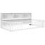 Lit simple avec unité de chevet, garde-corps et tablettes blanches dans la chambre à coucher, entrée-738975050-738975051