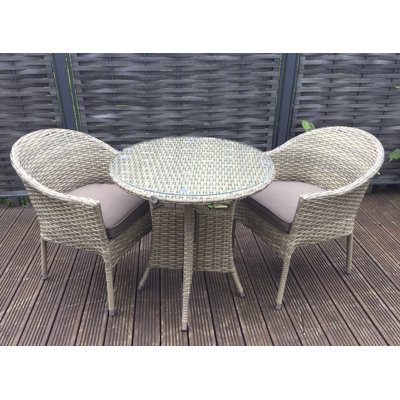 2 - Person Patio Dining Set with Round Table , Cushions Included