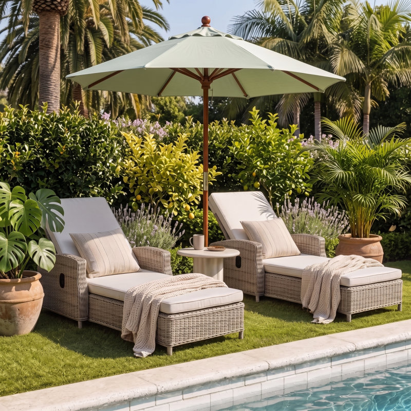 Alyeska Aluminum Outdoor Chaise Lounge With Air Pump, Adjustable Reclining Back & Sunbrella Cushions