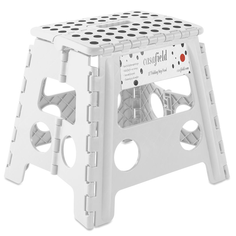 1 - Step Plastic Folding Step Stool, White