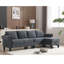 Canapé modulaire convertible avec rangement, canapé en L, canapé à quatre places, canapé modulaire en tissu de lin moderne pour le salon, gris
