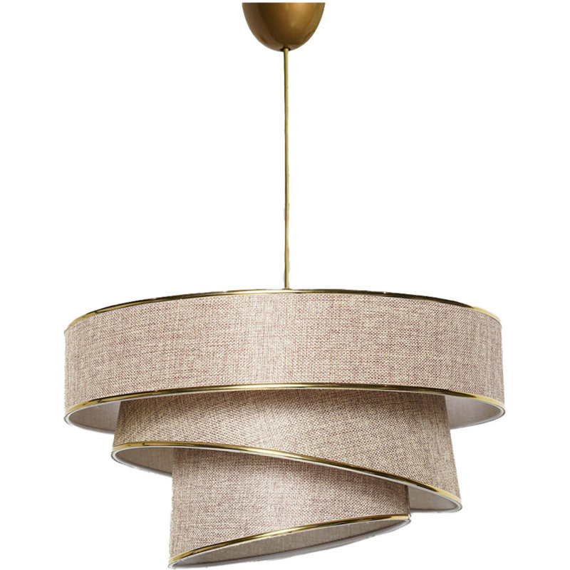 Glam Scandinavian Chandelier with Adjustable Height (11.8 x 11.8 x 7.9 inches), Beige & Gold Cotton Cap | CE Certified, E27 Socket, Max 40W | Perfect for Country & Modern Décor, Elegant Lighting for Home Spaces
