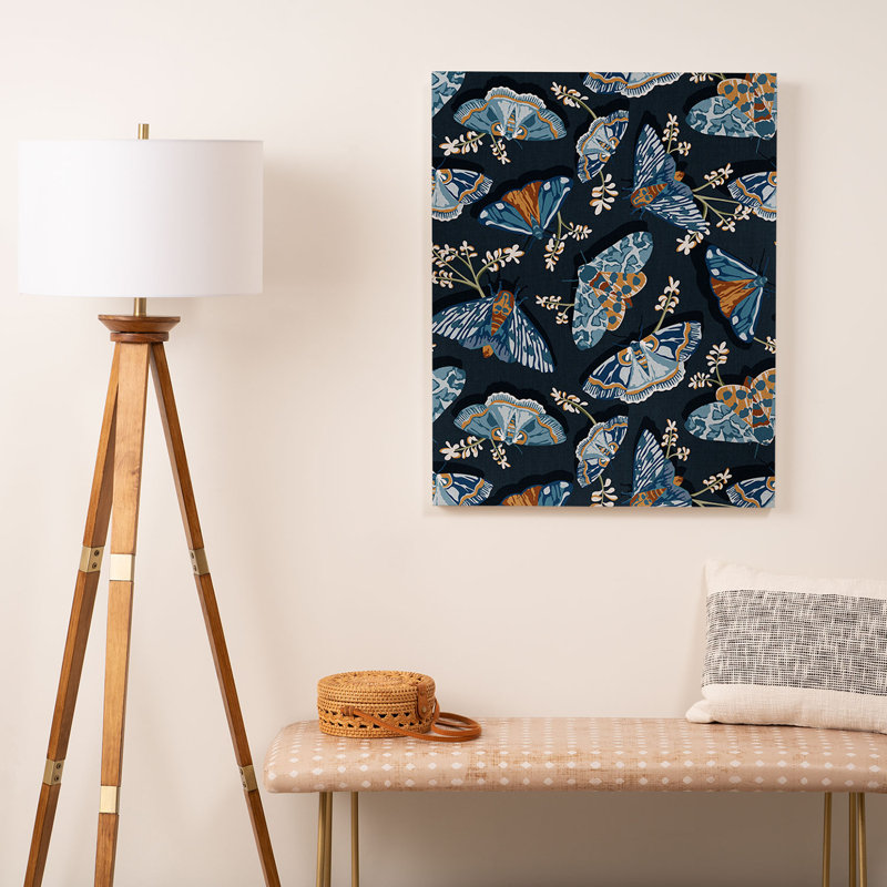 Reproduction d'art encadrée Heather Dutton Gathering Moths Midnight, Toile tendue, H 30 po x l 24 po x P 1,25 po