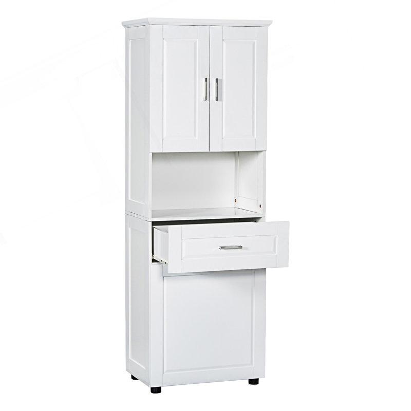 Armoire de salle de bain haute avec panier à linge, panier à linge inclinable et armoire de rangement supérieure, armoire d'entrée