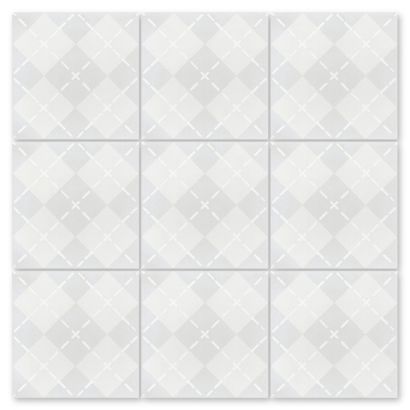 Argyle Fog 8" x 8" Cement Patterned Wall & Floor Tile