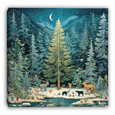 Peaceful Forest Companions Wrapped Canvas Wall Art