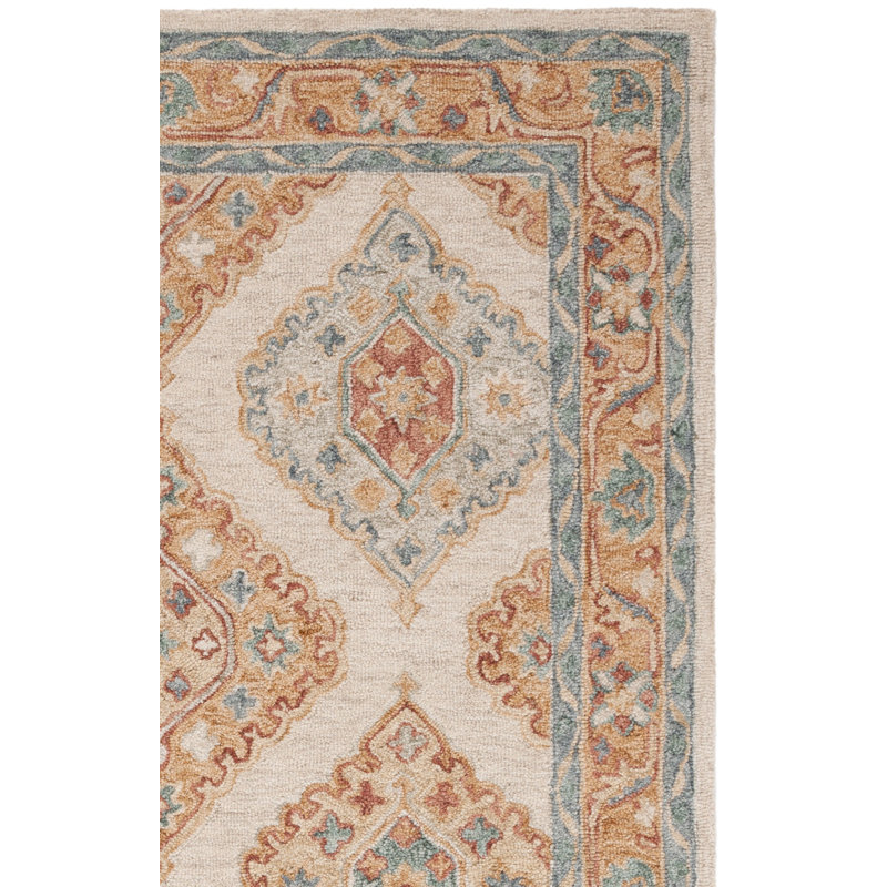 Tapis de couleur sud-ouest en laine et coton touffeté à la main Olavarria, Rectangle 4 pi x 6 pi
