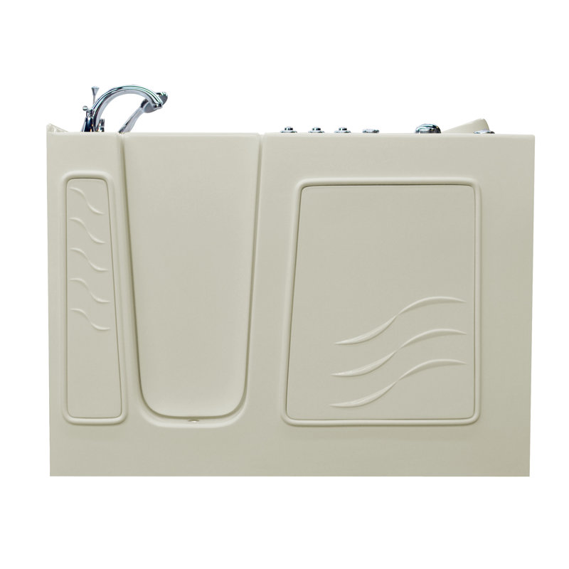 Ashton 52.8'' x 29.5'' Fiberglass Bathtub with Faucet, Biscuit, Right