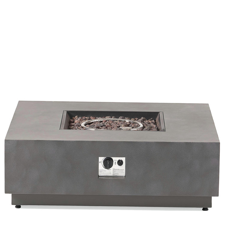 Square Iron Fire Pit - 50,000 Btu, Stone Gray