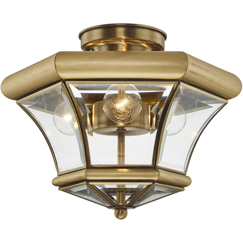 Plafonnier semi-encastré en verre Cerca, Laiton antique