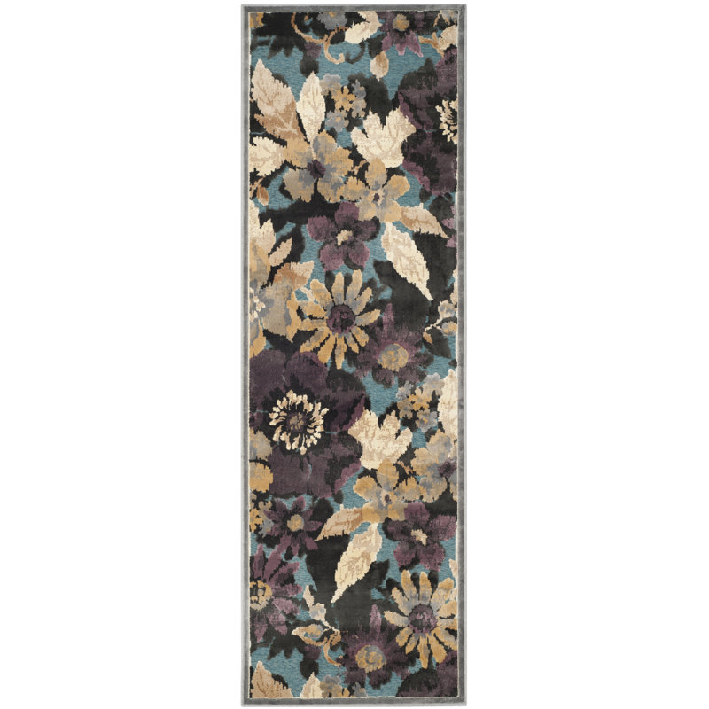 Lemuel Floral Chenille Area Rug, Rectangle 74 x 229 cm