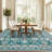 Large Area Rug 9x12 Vintage Rug Non Slip, Thin Washable Oriental Carpet, Soft Non Shedding Floor Covering, Low Pile Foldable Printed Mats for Open Spaces Office Hotel, Green-513155484-513155425