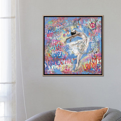 Graffiti Ballerina I - reproduction d'art murale encadrée