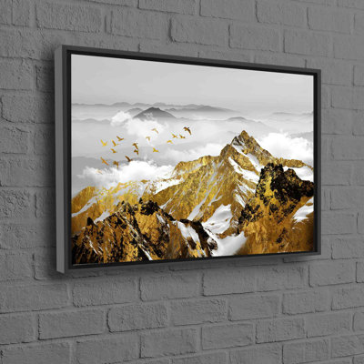 Golden Mountain Landscape Printed Canvas Poster Featuring Vibrant Abstract Art Perfect for Unique and Innovative Wall Decor in Homes or Offices