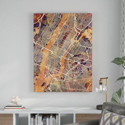 New York City Street Map by Michael Tompsett - Graphic Art on Canvas