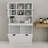 Two-Compartment Tilt-Out Dirty Laundry Basket Tall Bathroom Cabinet With 2 Adjustable Shelves-White-1367841464