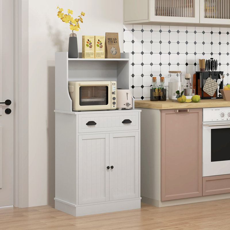 Unité de rangement de cuisine - blanc avec tablette ajustable et armoire à tiroirs pour l'intérieur