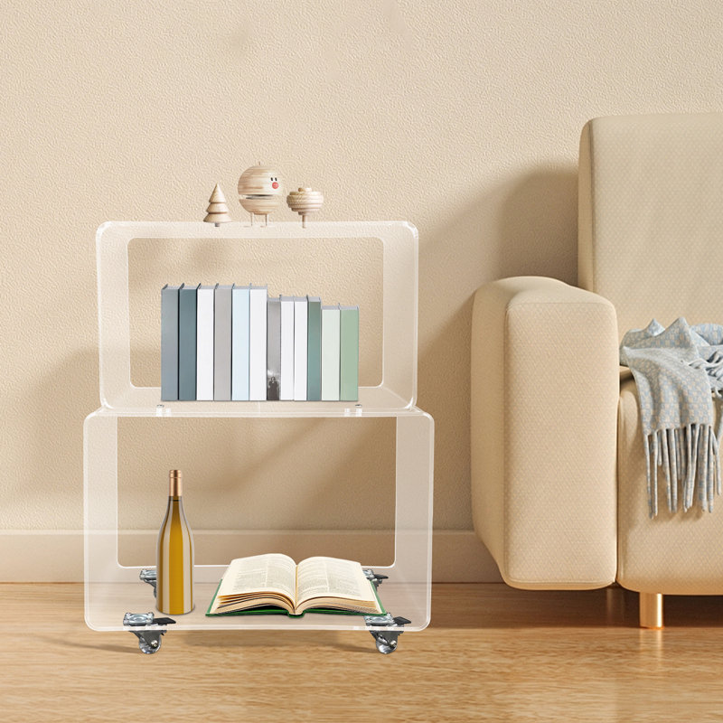 Clear Acrylic Rolling Storage Rack With Wheels