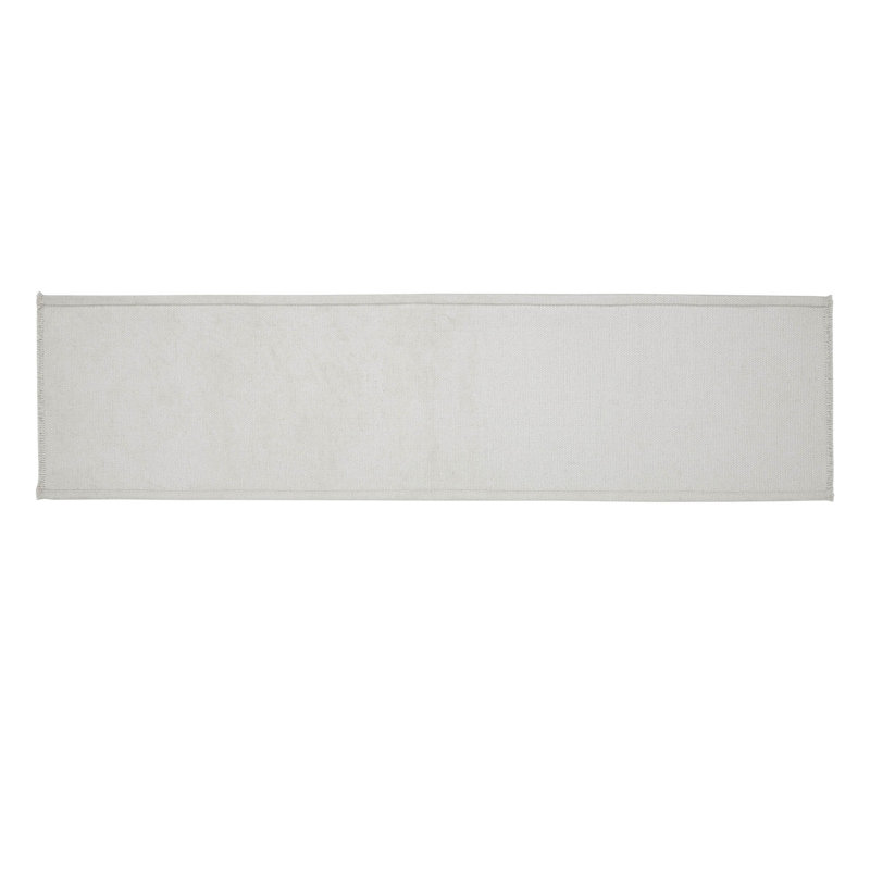 Soft White Cotton Table Runner with Eucalyptus Pattern, 12x48