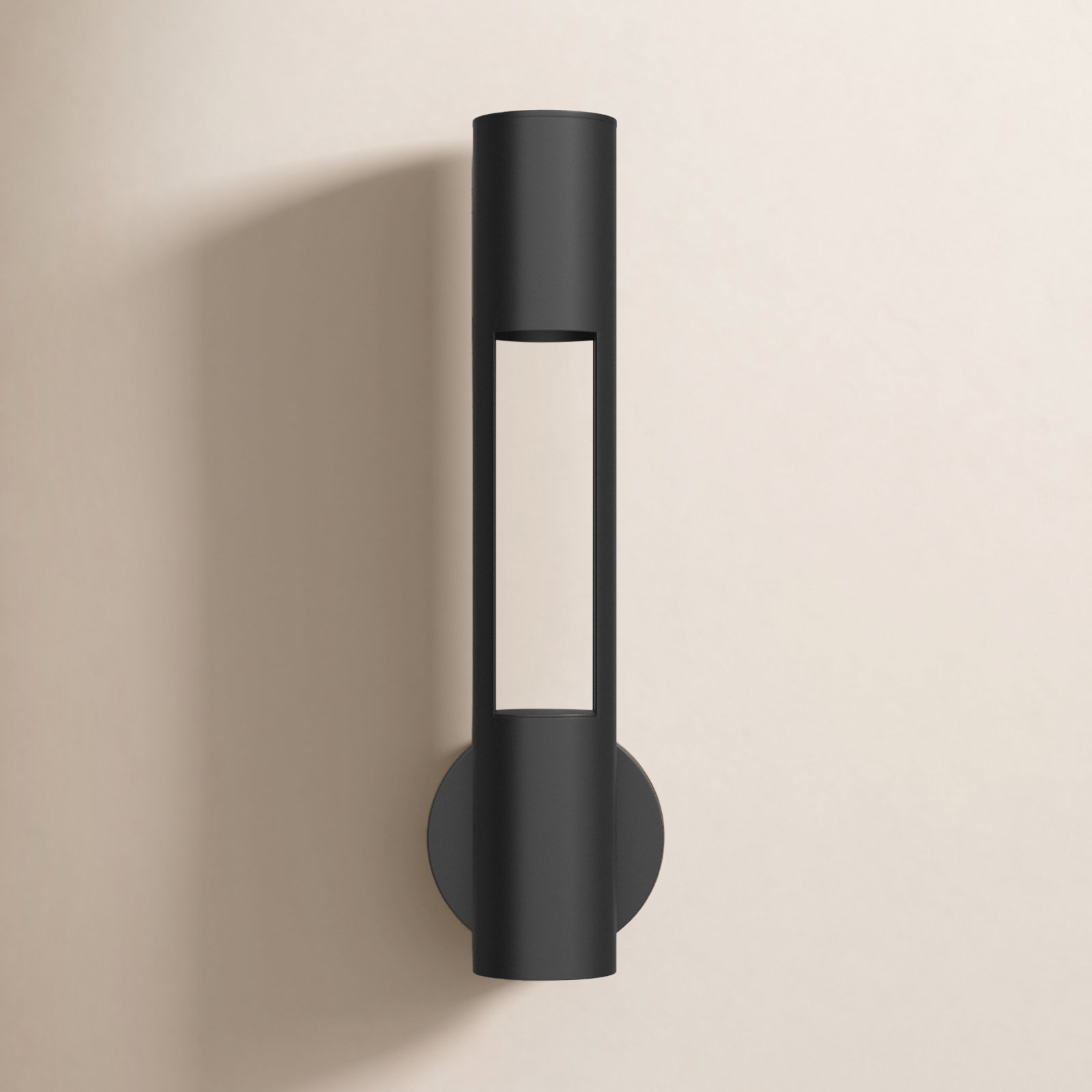 Aurora 2 Light Cylinder Outdoor Wall Light, Black