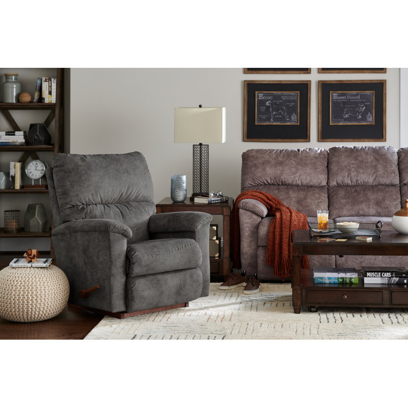 Brooks Rocking Recliner with iClean Fabric, i-Outlier Charcoal Performance Chenille, Manual