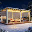Pergola à persiennes 16 x 12 pi avec écrans rétractables, pavillon de jardin extérieur en aluminium avec toit imperméable réglable pour patio, terrasse et spa, gris foncé-87140726-90614302-131508061
