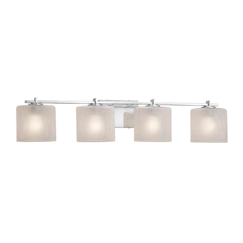 Éclairage pour salle de bain à intensité variable 4 lumières Casson, Chrome poli, Craquelé givré, Non