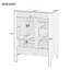 Meuble-lavabo 24 po avec lavabo, meuble-lavabo avec un tiroir rabattable et deux tiroirs, tablette réglable, bois massif et panneau de fibres à densité moyenne, blanc