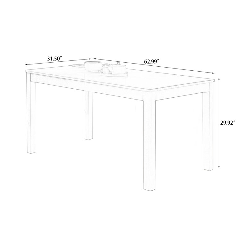 Table de salle à manger Burlywood, H 29,92 po x L 62,99 po x l 31,5 po