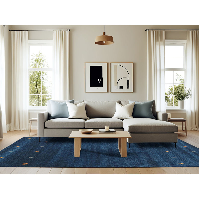 Tapis bleu foncé Mar Miami, Rectangle 6 pi x 9 pi
