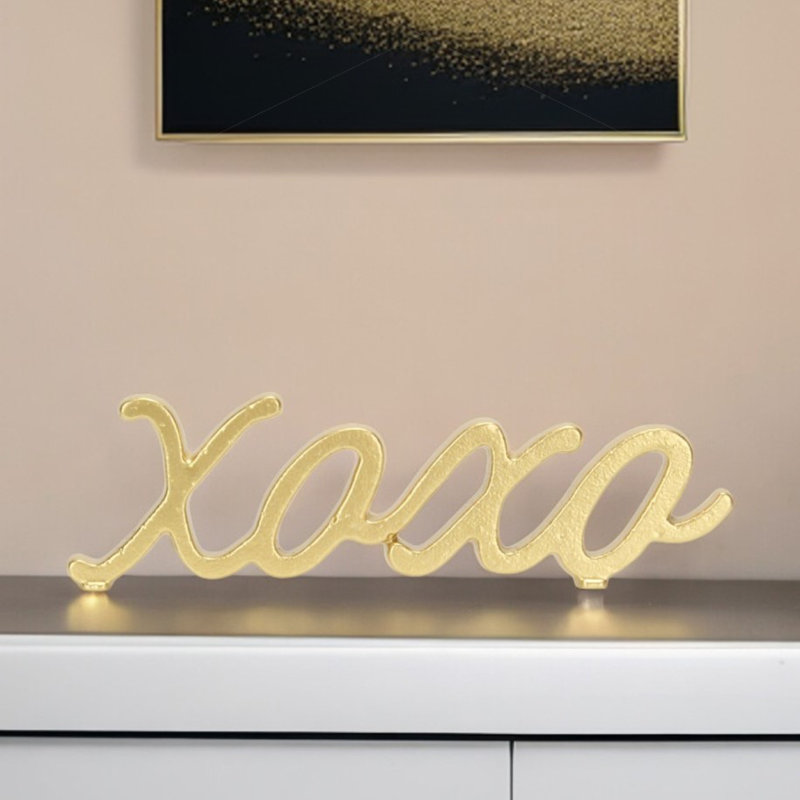 Moneta Text & Numbers Letter Block, Gold