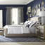 Tapis en laine bleu et blanc à motif géométrique touffeté à la main-583016637