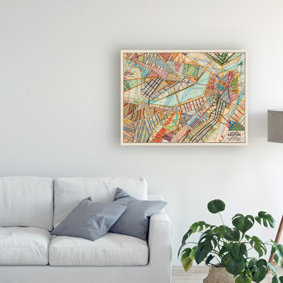 Reproduction d’art sur toile tendue « modern Map of Boston » par Nikki
