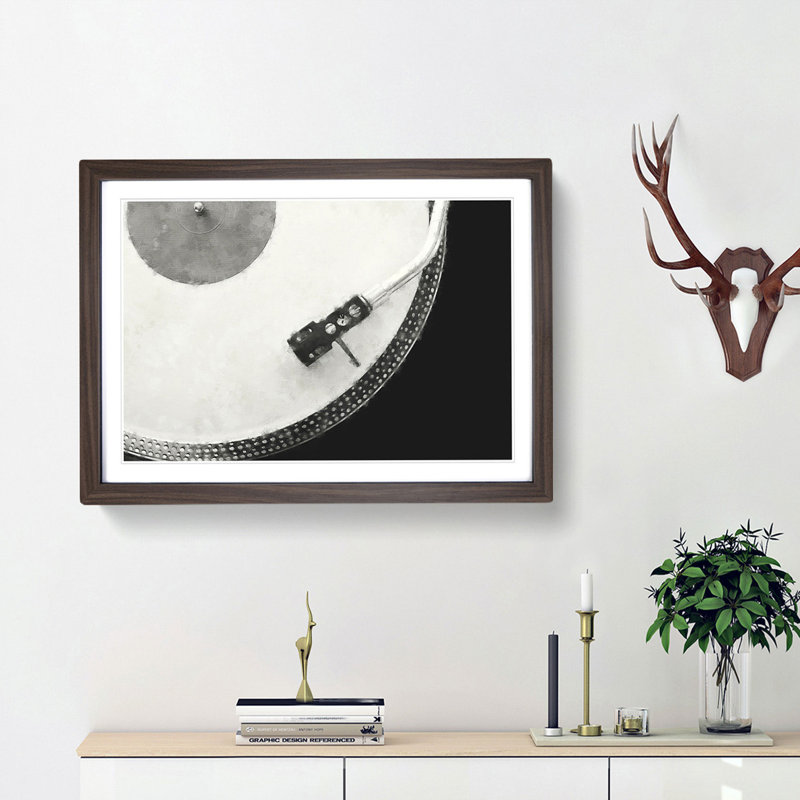 Needle of the Turntable - Picture Frame Graphic Art Print, 24cm H x 33cm W x 2cm D, Walnut Framed
