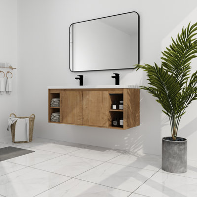 Meuble-lavabo mural double 48 po avec porte 48 po - Classy Design, monté, moderne