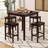 Ebern Designs 5 Pcs Bar Table Set Square Dining Table & 4 Pvc Leather Upholstered Bar Stools-1828303452